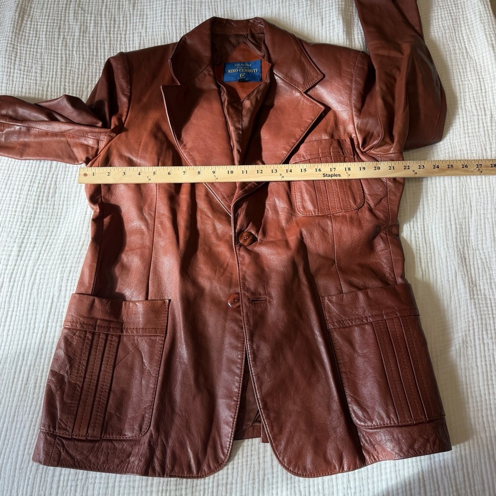VTG Rue Royale Nino Cerruti Mens Leather Jacket 44R Rust/Brown Fall Old Money - Picture 5 of 7